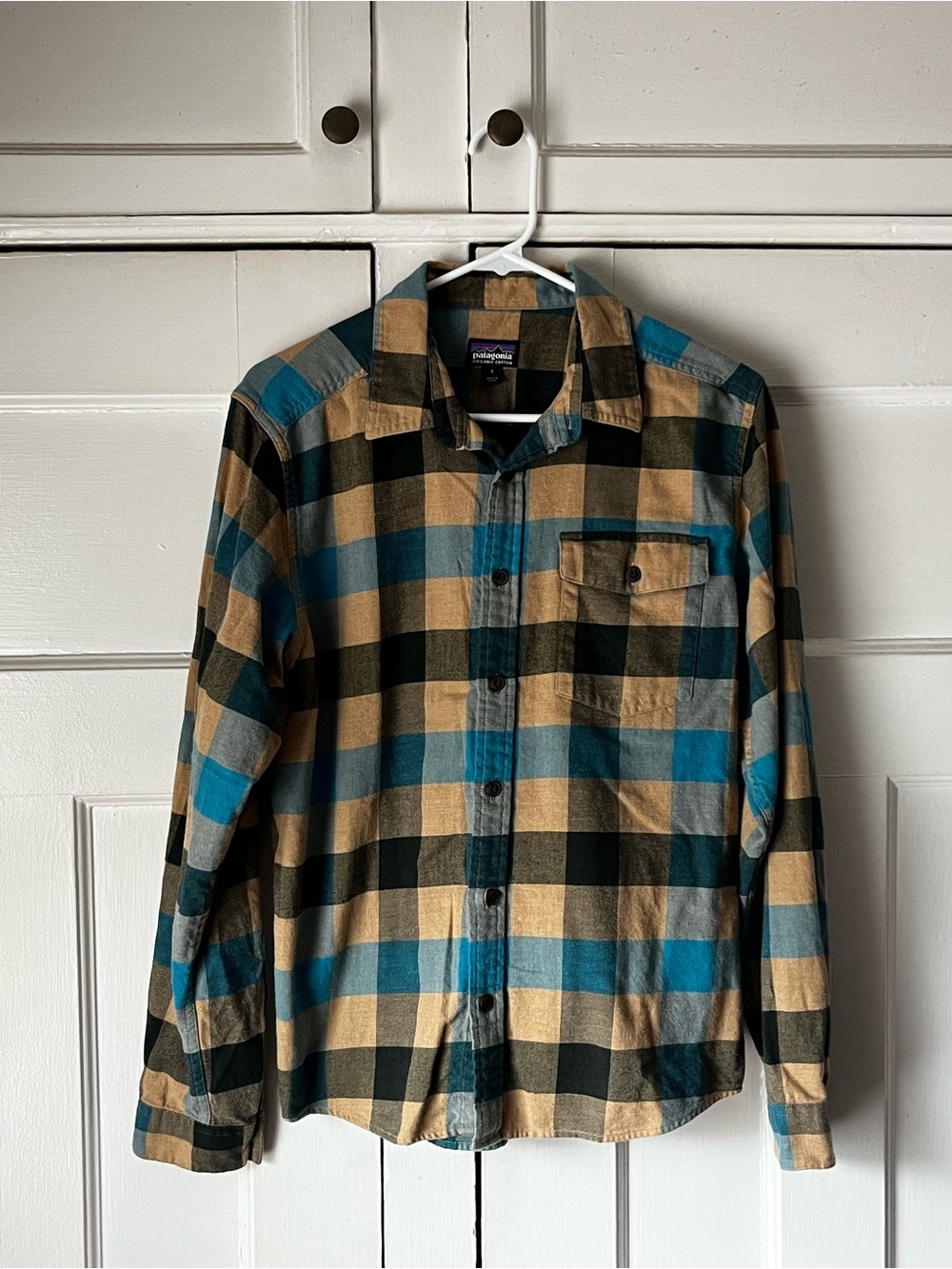 Patagonia - Fjord Flannel - Teal, Tan & Black Plaid Shirt - Men’s Size S